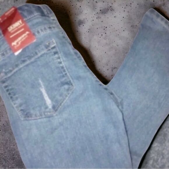 Arizona NWT Jeans Adjustable Waistband Distressed Skinny Jeans Girl’s L REG 6 - Picture 8 of 14